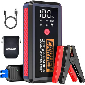 CARHEV Booster Batterie Voiture 5000A, 26800mAh Démarreur Batterie Voiture (Jusqu’à 8.0L Essence & 8.0L Diesel), 12V Portable Ju
