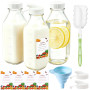 Mssushi Lot De 3 Bouteilles en Verre Avec Couvercles 1000ml Bouteilles en Verre Carrées À Large Ouverture Pour Smoothies,Jus,Lai