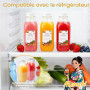 Mssushi Lot De 3 Bouteilles en Verre Avec Couvercles 1000ml Bouteilles en Verre Carrées À Large Ouverture Pour Smoothies,Jus,Lai