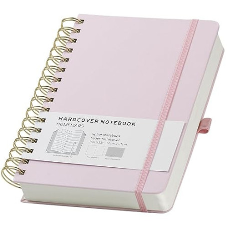 Cahier A5,Cahier Spirale a5,Carnet de notes,Bloc Note,Carnet Spirale,Ligné,HOMEMARS, 240 Pages, 100 g/m², 14,8 x 21 cm, Rose, Co
