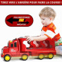 BLmukce Jouet Camion de Pompiers 5 en 1 pour Enfants, Transporteur à Friction avec 4 véhicules de Pompiers, Jouet de 1 2 3 Ans p