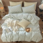 Lanqinglv Rayée Housse de Couette 220x240 Vert Parure de lit Motif Rayures Adulte 2 Personnes en Microfibre Classique Housses de