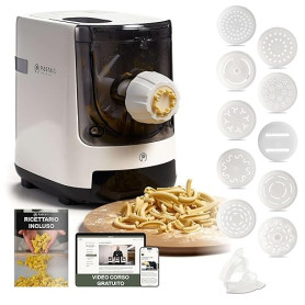 PASTAIO Machine à pâtes avec 11 Matrices. Pasta Maker, balance intégrée, extrusion rapide, jusqu'à 800g de pâtes, jusqu'à 15 typ