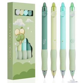 OFFCUP Stylos Effaçable, 4 Bleu Stylo Gel Effaçabl Kawaii Mignon de Ours Stylo Effacables, Pointe 0,5 mm Stylos à Bille avec Gom