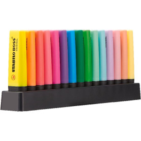 STABILO BOSS ORIGINAL - Surligneur - Set de bureau x 15 Surligneur fluo et pastel assortis