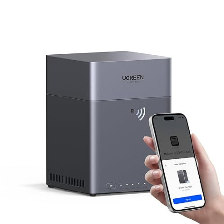 UGREEN NASync DH4300 Plus NAS de Bureau 4 Baies, Port LAN 2,5 GbE, 8 Go RAM, Connexion NFC One-Touch, Album Familial/Bébé AI, Cl