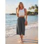 PrinStory Pantalon d'été léger pour femme - Taille haute - Culotte d'été décontractée - Pantalon palazzo à jambes larges - Avec 