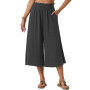 PrinStory Pantalon d'été léger pour femme - Taille haute - Culotte d'été décontractée - Pantalon palazzo à jambes larges - Avec 