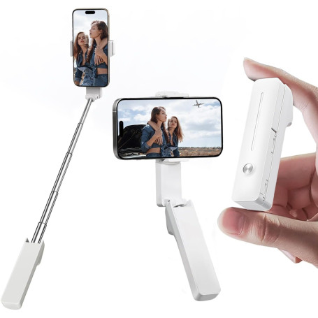 yAyusi Mini Perche à Selfie Extensible, Perche à Selfie Portable de Poche avec Télécommande, Support de Téléphone Compacte pour 