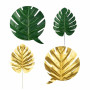Lot de 20 feuilles de palmier artificielles de Monstera dorées avec tiges pour décoration de table de fête tropicale sur le thèm