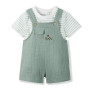 Volunboy Ensemble 2 pièces Vêtements pour Bébé Unisexe, D'été Combinaison Courte et Rayures T-shirt 1-4 ans