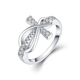JO WISDOM Bague Croix Crucifix Infinity Argent 925/1000 Femme avec AAA Zirconium