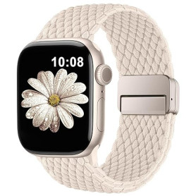 AMSKY Tressé Elastique Compatible avec Bracelet Apple Watch Se 40mm 44mm 42mm 46mm 41mm 45mm 38mm Femme Homme, Nylon Sport Brace