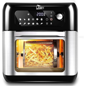 Uten Four Friteuse À Air 10L XXL, 12 En 1 Four Sans Huile, 1500W Écran LED, Cuisson Rotative, Double Plateau, Accessoires & Rece