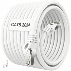 ikbc Cable Ethernet 20m, Cable RJ45 Cat 6 20m FTP Blindé Câble Réseau 1000Mbps, Câble Internet Gigabit RJ45 20 mètres Extérieur 