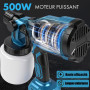 Pulvérisateur Kit de Peinture sans Fil 1000Ml, 500W Makita21V Pistolet Pulvérisateur Électrique HVLP Fonctionnant sur Batterie a