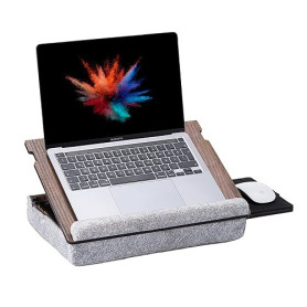 Vigo Wood Plateau pour Ordinateur Portable – Design Ergonomique avec Fond rembourré et tiroir pour Tapis de Souris – Hauteur rég