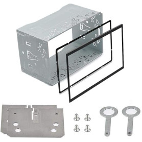 Voarge Châssis de radio de voiture universelle, 2 cages de châssis de radio de voiture Din, 1 cadre en fer + 2 plaques de montag