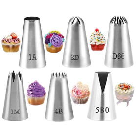Twolights 6 Pièces Grande Douilles à Pâtisserie Professionnelles, pour Décorer Gâteaux et Cupcakes - Compatible poche à douille,