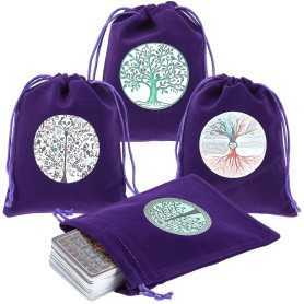 CREATCABIN 4 Sac Cartes Tarot Pochette Cordon Serrage Pochette pour Cartes Tarot Pochette Rangement pour Jeux Tarot Sacs Velours