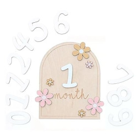 AOEVUIR 1 Pcs Carte Mensuelle Bebe avec Points de Colle Style Floral Carte Mensuelle en Bois Carte en Bois Etape Bebe Accessoire