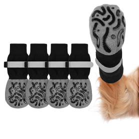 Adiwo Chaussettes Antidérapantes pour Chien, 2 Paires Chaussette Chien, Réglables, Protège-Pattes avec Double Face, Chaussettes