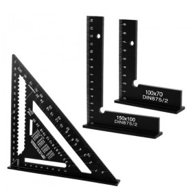 Ecofocet Equerre Menuisier, 3pcs Equerre Charpentier, Blocs Aluminium Anodisé 150x100mm & 100x70mm, Équerre Triangulaire Trusqui