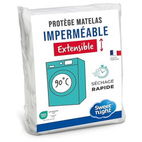 SWEET NIGHT - Protège-Matelas 140x190 cm Imperméable - Alèse Lavable en Machine 90°C - Respirant & Silencieux - Forme Drap-Houss