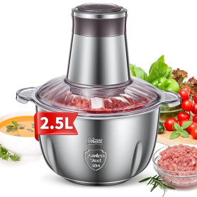 FOHERE Hachoir Électrique, Mini à Viande Electrique 2.5L avec 4 Lames en Inox, Hachoir Ail Electrique Multifonction pour Viande,
