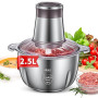 FOHERE Hachoir Électrique, Mini à Viande Electrique 2.5L avec 4 Lames en Inox, Hachoir Ail Electrique Multifonction pour Viande,