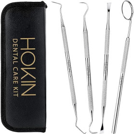 HOKIN 4pcs Detartreur Dentaire Kit Dents en acier Inoxydable kit de Nettoyage Calcul Calculateur de Plaque Hygiène Scanner Croch