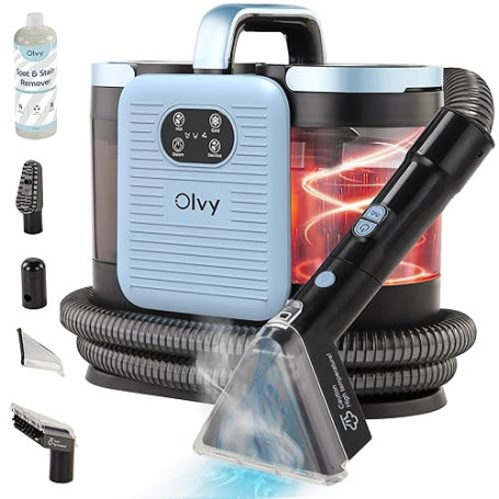 Olvy Nettoyeur de Tapis PRO – Aspirateur Injecteur-Extracteur avec Fonction Vapeur – Nettoyeur à Vapeur 100°C – Appareil Nettoye