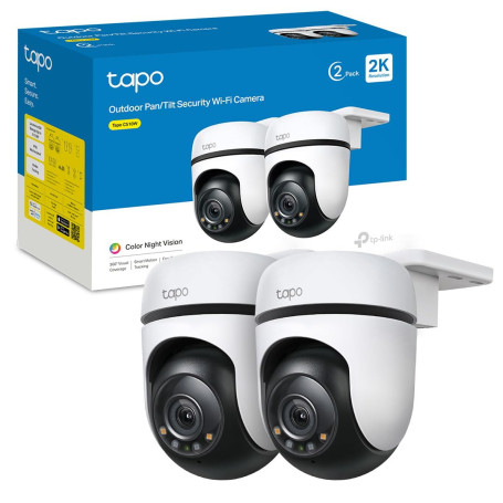 Tapo 2K Caméra de Surveillance WiFi extérieur 360°, Vision Nocturne Couleur, Détection de Personne et Suivi de Mouvement, Étanch