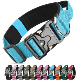 Ledeak Collier de Chien Tactique, Militaire Collier Réglable Nylon Chien avec Poignée, Colliers pour Chiens Rembourré avec Boucl