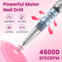PKBD 45000RPM Professional Portable Nail Drill Machine for Gel Nails, Rechargeable Electric Nail Files Set with 11 bits and LCD