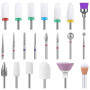 MelodySusie Ensemble 21 pièces d'Embouts pour Ponceuse Ongles Professionnels 3/32'' Céramique Diamant Carbure, Kit Outils Ongles
