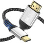 Kryoza Câble Mini HDMI vers HDMI 2.1, 2M 8K@60Hz 4K@120Hz, Câble HDMI Mâle vers Mini HDMI Mâle Bidirectionnel,eARC,3D, Dolby Vis