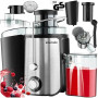 tectake® Extracteur de jus de fruits et légumes Centrifugeuse Fruits et legumes avec Goulotte d'Alimentation 2 Vitesses pour jus