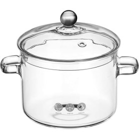 Operitacx Casserole en Verre de 1,9 L Avec Couvercle - Transparent Pour Pâtes, Soupe, Lait, Thé et Salade