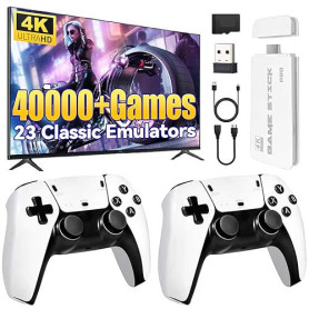 AGSTMG Console de jeux rétro 2026, 4K HDMI avec plus de 40 000 jeux, 23 émulateurs, Plug-and-Play, double manette sans fil 2,4 G