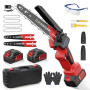 Mini Tronçonneuse à Batterie 6 et 8 Pouces, 1300W Brushless Tronconneuse Electrique Sans Fil pour Jardin, 8000mAh Tronçonneuse E