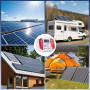 12V/24V Contrôleur De Charge Solaire, PWM Contrôleur De Charge Panneau Solaire, LCD Écran, 4 Ports USB, Compatible Gel Sealed Fl