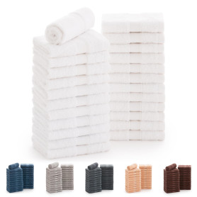 Todocama - Lot de 24 Serviettes de Toilette (30 x 30 cm) 100% Coton Doux et Absorbant, 550 g/m² Premium, (Blanc)