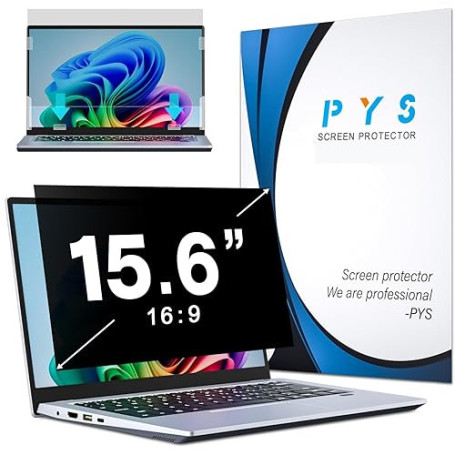 PYS Filtre écran Confidentialité 15,6 Pouces 16:9 - Protecteur d'écran Anti Espion, Film Anti-Lumière Bleu, Compatible avec HP/D