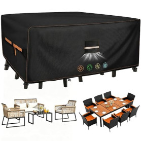QLSXLB Housse Salon De Jardin Exterieur, 420D Tissu Oxford Housses de Meubles de Jardin 213x132x74cm, Bache De Table Protection