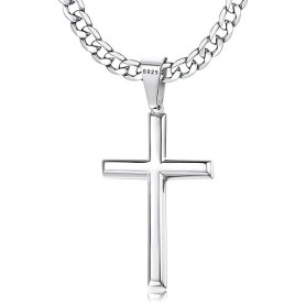Chriscoco Collier Croix en ???????????????????????? ???????????????????????????????? ???????????? Homme Femme 5MM Large Acier In