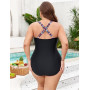 FemiChic Maillot de Bain 1 Pièce Femme Grande Taille Gainant Ventre Plat Push Up avec Rembourrée Réglables Soutien-Gorge Amovibl