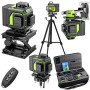 Niveau Laser Chantier Autonivelant 360° x 4 Avec trépied, Lazer Niveaux 4D 16 Lignes Laser, Mode Impulsion ExtéRieur, 2 x Batter