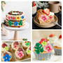 GVSS 83 Pièces Decoration Gateau Anniversaire,Fleur Comestible Deco Gateau Tropicales,Funfetti,Décoration de Gateau Comestible e