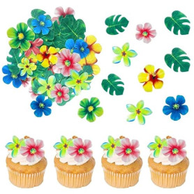 GVSS 83 Pièces Decoration Gateau Anniversaire,Fleur Comestible Deco Gateau Tropicales,Funfetti,Décoration de Gateau Comestible e
